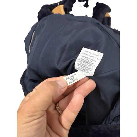 J. Crew Vest Womens Size Small Navy Blue Faux Fur Cozy Full Zip Collar K2216 - Picture 6 of 7